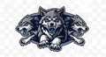 Three-Headed Wolf Emblem with Aggressive Expression Royalty Free Stock Photo