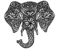 Stylized fantasy patterned elephant. Hand drawn illustration Royalty Free Stock Photo