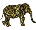 Stylized fantasy patterned elephant. Hand drawn illustration Royalty Free Stock Photo