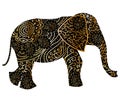 Stylized fantasy patterned elephant. Hand drawn illustration Royalty Free Stock Photo