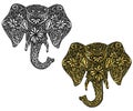 Stylized fantasy patterned elephant. Hand drawn illustration Royalty Free Stock Photo