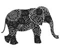 Stylized fantasy patterned elephant. Hand drawn illustration Royalty Free Stock Photo