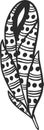 Stylized feather boasting intricate black and white patterns, blending stripes and dots for a visually captivating design, perfect