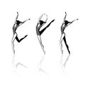 Stylized female figures in movement