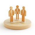 Three Golden Businessmen Figures on a Round Pedestal, Teamwork Concept Royalty Free Stock Photo