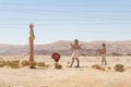 Stylized figures of Egyptian gods entering Timna National Park near Eilat city, southern Israel