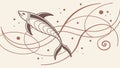 Stylized fish with abstract wavy patterns, modern marine art, vector design Generative AI Royalty Free Stock Photo