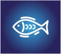 Stylized fish drawing linear logo symbol Royalty Free Stock Photo