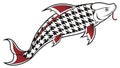 Stylized Fish with Dynamic Houndstooth Pattern, vector design Generative AI Royalty Free Stock Photo