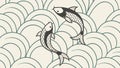 Stylized Fish Swimming in Dynamic Waves, Aquatic Pattern, vector design Generative AI Royalty Free Stock Photo