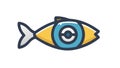 Stylized Fish with Target Eye: Modern Tech Aquatic Art, vector design Generative AI Royalty Free Stock Photo