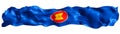 Stylized flag of ASEAN waving in the wind, isolated on white background. Footer, header or divider. Cut out wide, panoramic Royalty Free Stock Photo