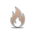 Stylized flame graphic with brown gradient, highlighted by gray contour; simple vector fire illustration Royalty Free Stock Photo