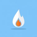 A stylized flame icon with a minimalist design on a light blue background Royalty Free Stock Photo