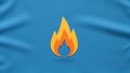 A stylized flame icon in yellow and orange is centered on a blue background Royalty Free Stock Photo