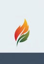 Stylized flame and leaf logo design on a white background. The Royalty Free Stock Photo