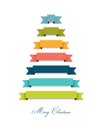 Stylized flat Christmas tree 2015. Ribbons decoration. Royalty Free Stock Photo