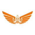 Orange Winged Globe and Propeller Logo Royalty Free Stock Photo