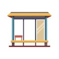 Stylized flat illustration of an empty bus stop with a small seat inside Royalty Free Stock Photo