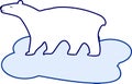 Stylized flat image of polar bear on ice floe