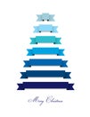 Stylized flat modern Christmas tree 2015. Ribbons decoration. Royalty Free Stock Photo