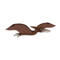 Stylized flat vector cartoon pterodactyl dinosaur