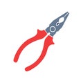 Stylized Flat Vector Illustration of Red and Gray Combination Pliers Tool Royalty Free Stock Photo