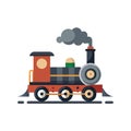 Illustration of a classic steam engine train in flat vector style isolated on white Royalty Free Stock Photo