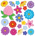 Stylized flower heads theme set 2