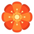 Stylized flower with orange petals. Round pattern plant