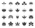 Stylized Flower black silhouette icons vector set Royalty Free Stock Photo