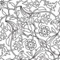 Stylized flowers oriental doodle wallpaper seamless abstract background vector, decoration tile print oriental tribal floral Royalty Free Stock Photo