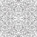 Stylized flowers oriental doodle wallpaper seamless abstract background vector, decoration tile print oriental tribal floral Royalty Free Stock Photo