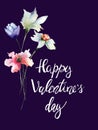 Stylized flowers with title Happy Valentines day