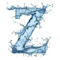 stylized font, text made of water splashes, capital letter Z