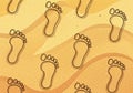 Stylized footprints on a sandy background, the image features a pattern of human footprints Royalty Free Stock Photo