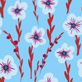 Stylized forget-me-nots in flat style