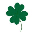 Stylized four leaf clover leaf in trendy green shades. Design element for St. Patrick greetings