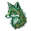Stylized Fox Head Design Merging Circuitry And Botanical Elements Royalty Free Stock Photo
