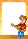 Stylized frame with boy guitar player Royalty Free Stock Photo