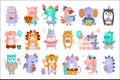 Stylized Funky Animals Birthday Party Sticker Set