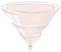 Stylized funnel illustration with hatching line art for business process or data filtering concepts Royalty Free Stock Photo