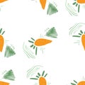 Stylized funny carrot seamless pattern. Decorative background