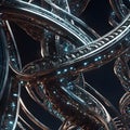 A stylized and futuristic interpretation of a DNA double helix structure. Royalty Free Stock Photo