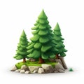 stylized game-style pine trees on a white background Royalty Free Stock Photo