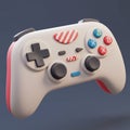 A stylized gaming controller featuring a white body with gray and red accents. It Royalty Free Stock Photo