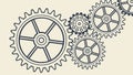 Stylized Gears Outline Mechanical Illustration, vector design Generative AI Royalty Free Stock Photo