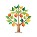 Stylized geometric apple tree illustration on white background for nature and organic themes Royalty Free Stock Photo
