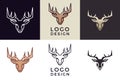 Stylized geometric deer head illustration. Vector icon tribal stag design in 6 different styles Royalty Free Stock Photo