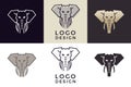 Stylized geometric Elephant head illustration. Vector icon tribal design in 6 different styles